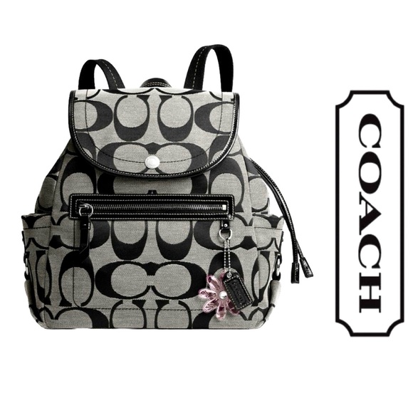 Coach Kyra Signature C Backpack Jacquard in Black/Silver - Picture 1 of 10